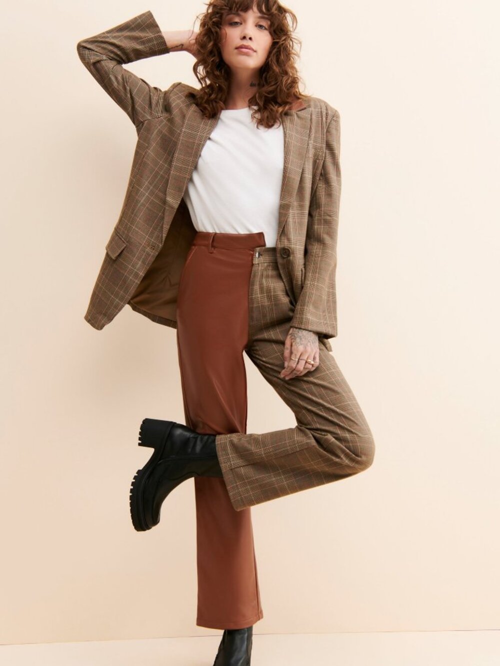 BB Dakota Audrey Plaid Blazer Brown Size XS
